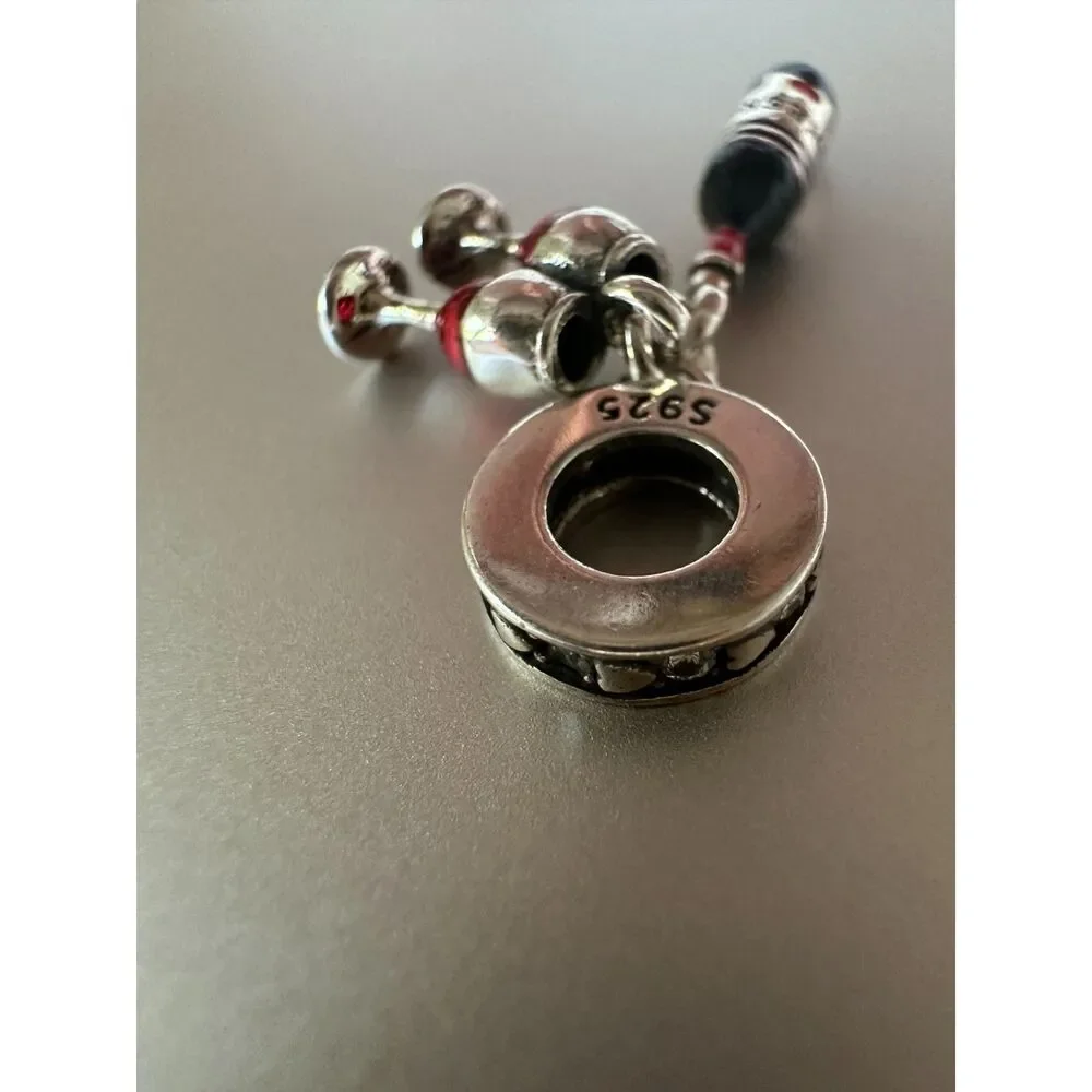 NWOT Pandora FIT Red Wine & Glasses Silver Dangle Charm